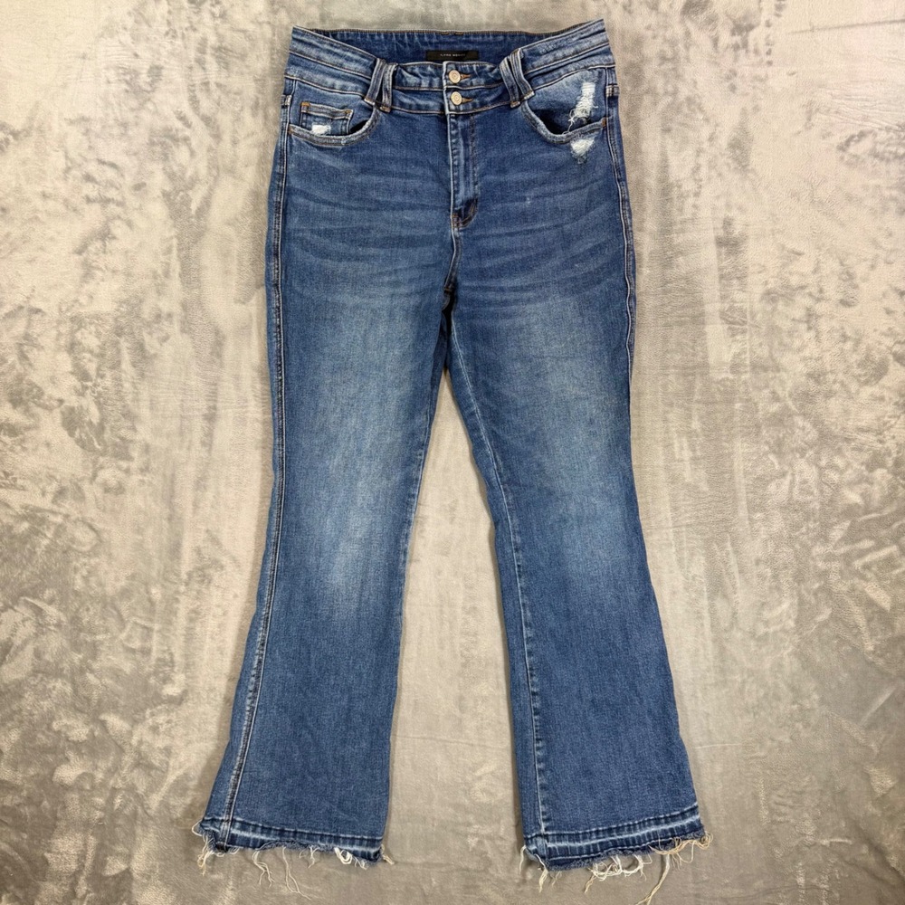 Flying Monkey High Rise Bootcut Jeans Women's Size 32 Blue Distressed Denim